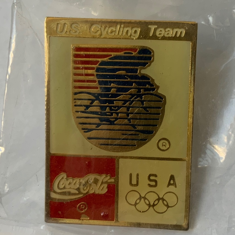 Set of 2 Vintage US Olympic Collector pins; Soccer & Cycling, Coca-Cola - Picture 4 of 5